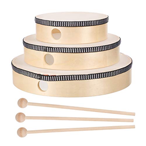 DECHOUS 6 Stück Teiliges Handtrommel Set Holzrahmentrommeln mit Trommelstöcken für Musikalische Entwicklung und Spielspaß von DECHOUS