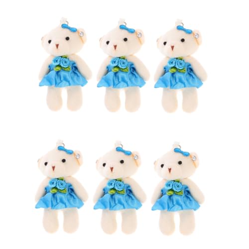 DECHOUS 6 Stück Teiliges Mini Plüschbär Hochzeit Bären mit Kleid Weiche Stofftier Anhänger Leichte Schlüsselanhänger und Taschen Dekoration Tragbar Langlebig und Handgefertigt von DECHOUS