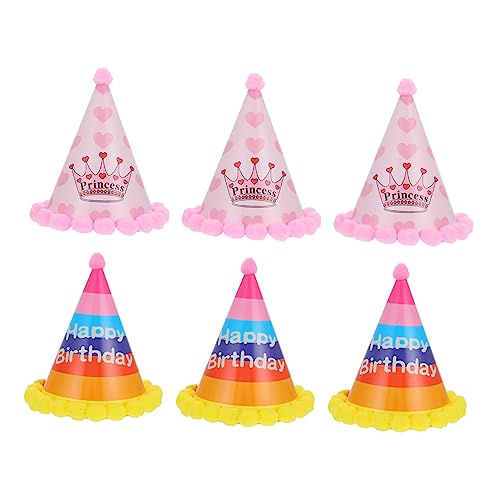 DECHOUS 6 Stück Teiliges Party Papierhüte mit Bunten Geburtstagskegeln Verstellbarem Einheitsgröße Stilvolle Geburtstagsmützen für Erwachsene für Geburtstagsfeiern Karneval und von DECHOUS