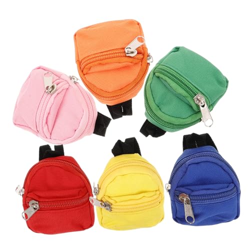 DECHOUS 6 Stück kleine Schultasche geldbörse Accessoire Rucksack Accessoire Puppe Mini Rucksack-Zubehör Rucksack-Anhängerkette Polyester von DECHOUS