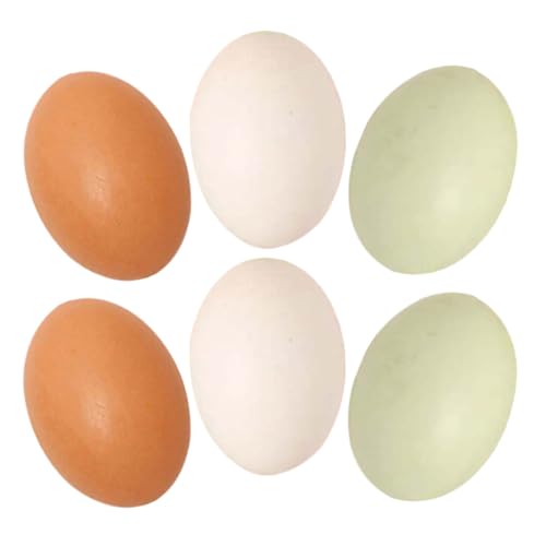 DECHOUS 6 Stück nachgeahmte Eier simulierte Eier künstliche gefälschte Eier Eierdekor Eier Ostereier Dekoration DIY Ostereier Nein Bastelei aus Holz für Ostern Ostervorräte hölzern von DECHOUS