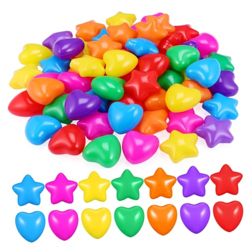 DECHOUS 60 Stück Liebesbälle Fünfzackiger Planet Aufblasbare Bällebäder 1000 Bällebadbälle Pit Game Play Herzförmige Bällebadbälle Große Bällebadherzen Große Bällebadbälle Bubble Pool von DECHOUS
