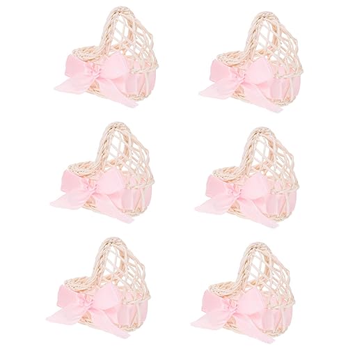 DECHOUS 6Stücke Rattan Blumenkörbe Handgefertigte Deko Für Puppenhaus Und Blumenladen Geflochtene Körbe Als Tischdekoration Und Geschenkideen von DECHOUS