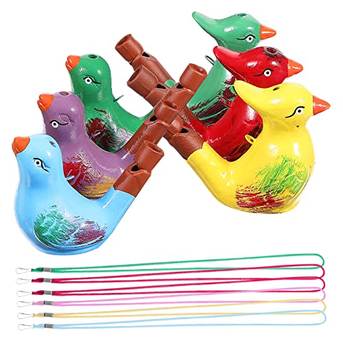 DECHOUS 6 Stück Vogelpfeifen Aus Keramik Kinderspielzeug Mit Schlüsselband Musik Pädagogisches Entwicklungsspielzeug Für Jungen Und Mädchen Zufällige Farbe von DECHOUS