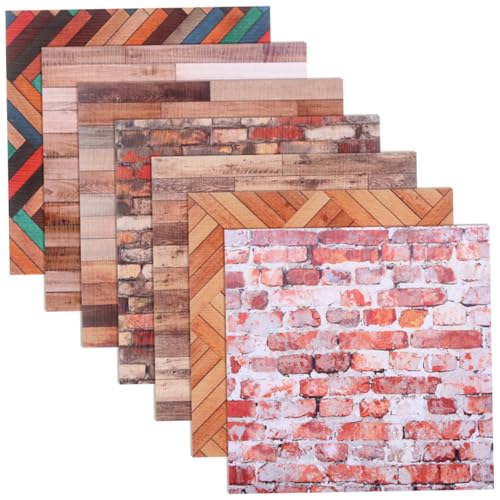 DECHOUS 7 Blätter Puppenhaus-Wandaufkleber Puppenhaus-Backstein-Tapete Mini wandverkleidung Wand polsterung Puppenhaus-Badezimmermöbel Puppenhaus-Tapete zum Abziehen und Aufkleben PVC von DECHOUS