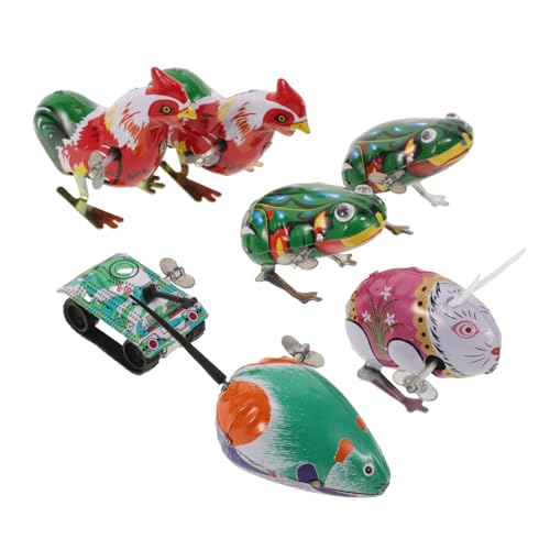 DECHOUS 7 Stück Teiliges Vintage Blechspielzeug zum Aufziehen Robuste Eisenmaterialien Bunte Cartoon Modelle Mechanisches Wind Up Dekorativ und Fördert Hand Auge Koordination bei Kindern von DECHOUS