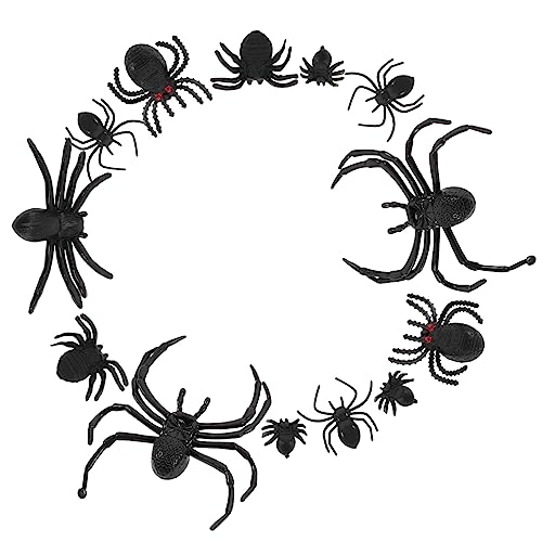 DECHOUS 70 Stück Party-Spinnen-Requisite Halloween- Mini-Fake-Spinne Halloween Halloween assecoires Party-Spinnen-Dekoration Streich Spinnenmodell Plastik Black von DECHOUS