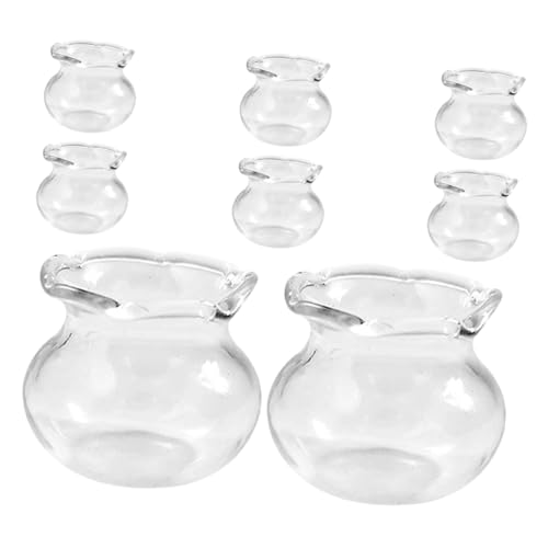 DECHOUS 8 Stück Dollhouse Fish Tank Puppenhaus Fischglas Handwerkszubehör für Puppenhaus DIY Zubehör Puppenhaus Sammlerstück Glasfischtank Miniatur-Aquarium Mini-Aquarium Transparent von DECHOUS