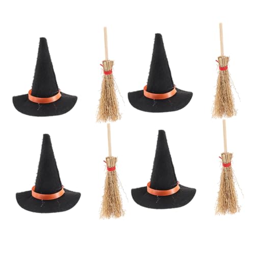 DECHOUS 8 Stück Halloween-Hexenhut Halloween-Weinflaschendeckel Mini-Besen Becher Fee Halloween Dekoration Party Dekoration Hut für Minihauspuppe Party-Hexenhut für Puppenhaus Holz Black DECHOUS 8 Stück Halloween-Hexenhut Halloween-Weinflaschendeckel Mini-Besen Becher Fee Halloween Dekoration Party Dekoration Hut für Minihauspuppe Party-Hexenhut für Puppenhaus Holz Black von DECHOUS