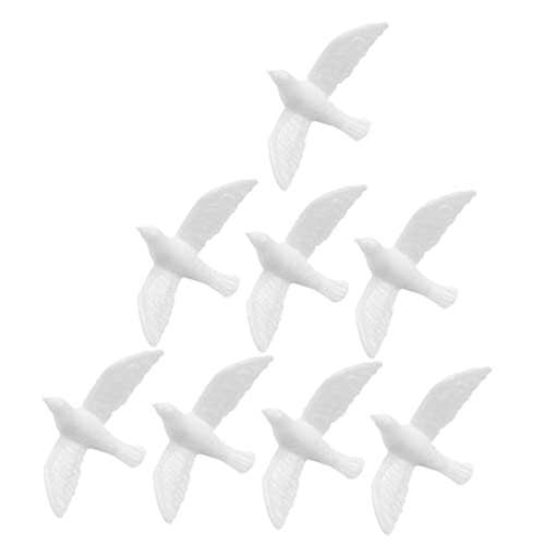 DECHOUS 8 Stück Kleine Weiße Taubenmodelle Winzige Puppenhaus Miniaturtauben Malfiguren Für Vögel Kinderspielzeug Ornamente Für Mini Tauben Dekoration Puppenhaus Foto von DECHOUS