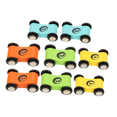 DECHOUS 8 Stück Mini -Autospielzeug spaß holzspielzeug holzspielsachen rennrad Gel Holzauto Rennwagen aus Holz Autorennstrecke für Kleinkinder Auto für Kleinkind hölzern von DECHOUS
