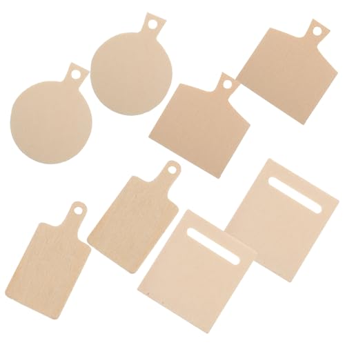 DECHOUS 8 Stück Mini Schneidebretter Modell Schneidebrett Miniatur Für Puppenhaus Bastelbrett Mini Wurstbrett Miniatur Küche Miniatur Koch Puppenhausküche Holz Beige von DECHOUS