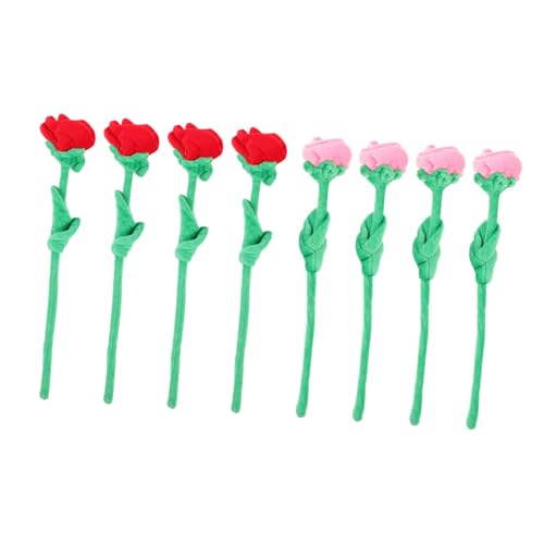 DECHOUS 8 Stück Plüschrose gefüllte Rosenblüte Dekoration hochzeitsdeko Wedding Decoration bastelsets für Blumen das Rosenspielzeug biegsame Stielrose Gefüllt mit Daunenwatte von DECHOUS