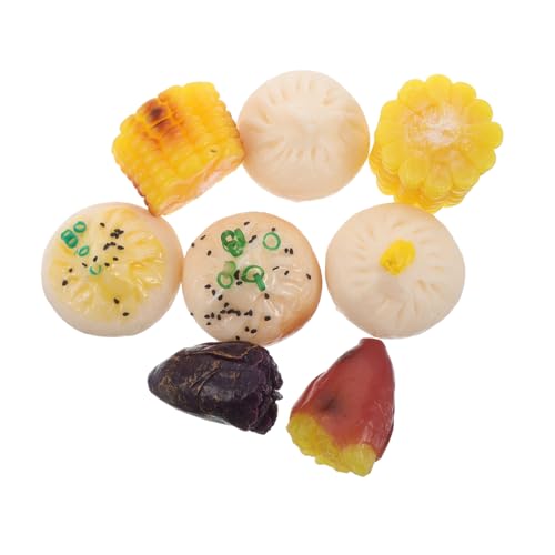 DECHOUS 8-teiliges Lebensechtes Dim-Sum-Spielzeug-Set, Künstlicher Mais, Gefälschte Gedämpfte Gefüllte Brötchen Für Kinder, Küche, Spielspielzeug, Fotografie-Requisiten, Hochsimulierte von DECHOUS