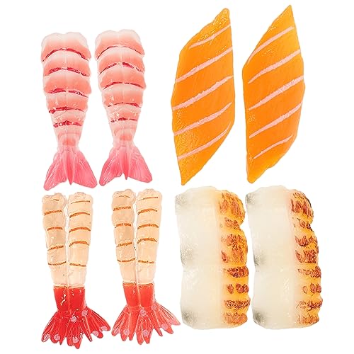 DECHOUS 8st Simuliertes Sashimi Sushi-Probe Faux-Fleisch-Modell Realistische Gefälschte Lachsscheiben Lebensmittel-Display-Modell Modelle Für Lachsfutter Onigiri PVC Japan von DECHOUS