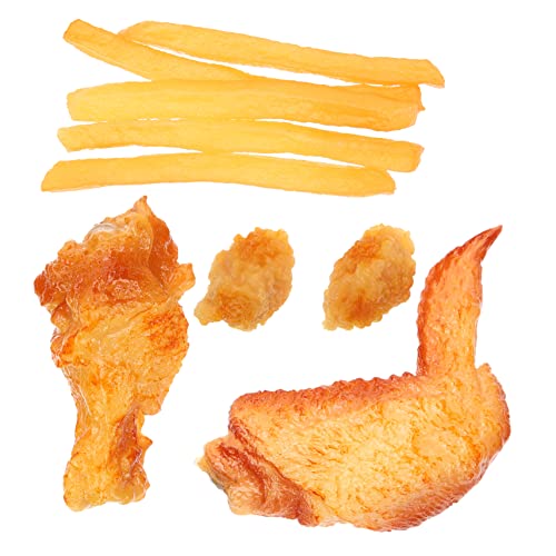 DECHOUS 9 Stück Food-Modell Künstliches Pommes-Frites- Lebensmittelmodell Lebensmittelprobe Gebraten Lebensecht Französisch Pommes Frites Simulation Gekocht Flügel PVC von DECHOUS