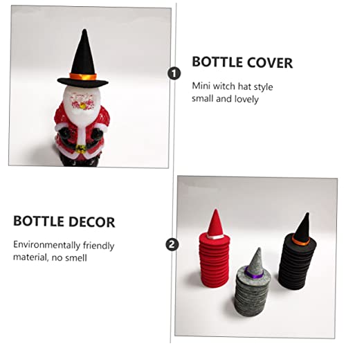 DECHOUS 9 Stück Teiliges Mini Hexenhut Flaschenüberzug Kleine Halloween Weinflaschen Dekoration in Schwarz Rot und Passend für Tischdeko und Partyflaschen von DECHOUS
