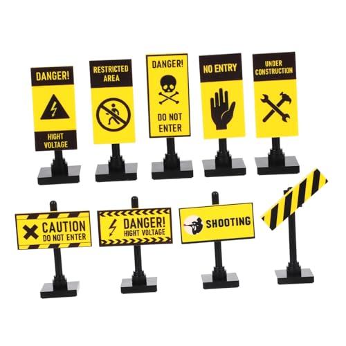 DECHOUS 9 Stück Warnschild- Miniatur-Warnschild Mini-Warnschild-Dekoration Miniatur-straßenhandwerk Mini-puppenhaus-zubehör Straßenschilder-Ornamente Abs von DECHOUS