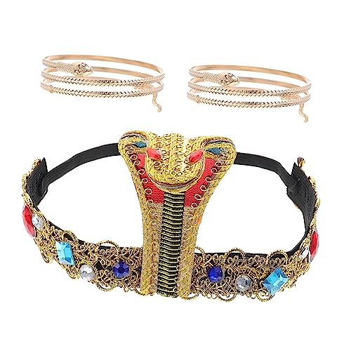 DECHOUS Ägyptisches Kostü Zubehör Set Schlangen Kopfbedeckung Mit Schlangenarm Manschetten Und Armbändern 3 Teiliges Set Für Halloween Und Karneval Ideal Für Kostümpartys Und von DECHOUS
