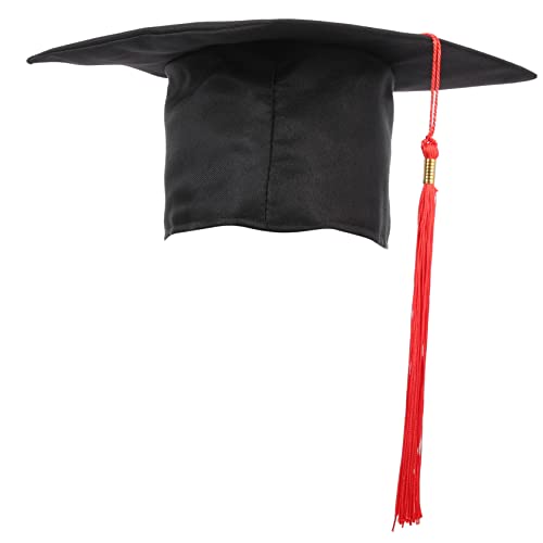 DECHOUS Abiturmütze Abschlussfeier Graduation Cap Erwachsenenabschlussmütze abschlussgeschenk rote Abschlusskappe Quaste Abschluss 2023 Abschlusskappen Handwerk elastische Hüte Stoff Black von DECHOUS
