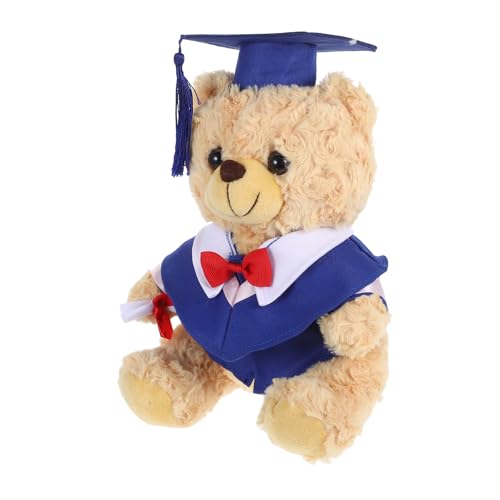 DECHOUS Abschlussbär Plüsch Ausgestopfter Tierbär Mit Hut Und Diplomplüschgefüllungsbär Für Kindergarten Grundschule High School College Abschlussfeier Blue von DECHOUS