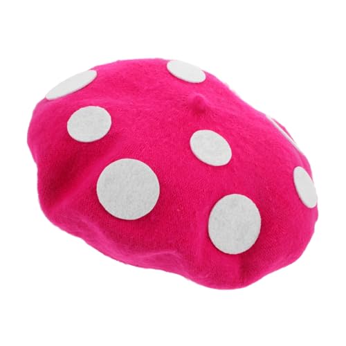 DECHOUS Baskenmützen halloween kopfschmuck Kinderkappe Bunte, flauschige Beanie-Mütze Fischerhut mit Pilzspitze Kawaii-Hüte Pilz Hut Kostüm Pilzelfenhut Halloween-Cosplay Wollmischung Rosy von DECHOUS