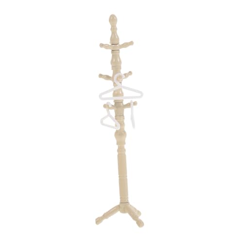 DECHOUS Bodengarderobe Garderobenständer Puppenhaus Kleiderablage Kleiderständer Trockenständer Für Puppenkleidung Puppen Aufhänger Miniatur-trockengestelle Plastik Beige von DECHOUS