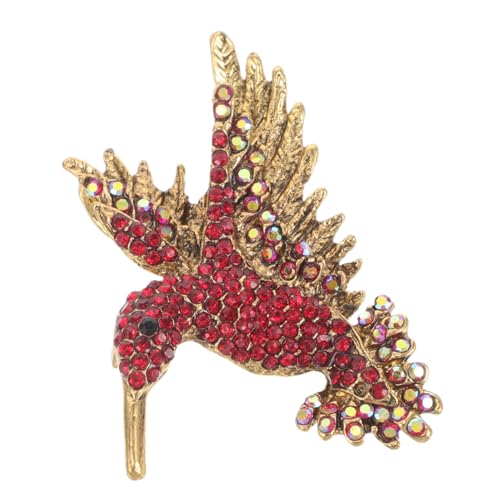 DECHOUS Brosche Schmucknadeln Schmuck Kragennadel Antike Kragennadel Vogelhalsbandnadel Vintage-pins Vogel-schmuck-pin Strasssteine Rot von DECHOUS