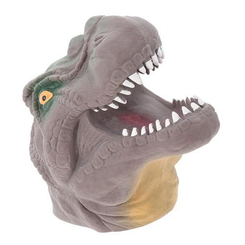 DECHOUS Dinosaurier Fingerpuppe Weicher Kunststoff Dinosaurierkopf Handpuppe Kreatives Lernspielzeug für Kleinkinder und Kindergarten Braun von DECHOUS
