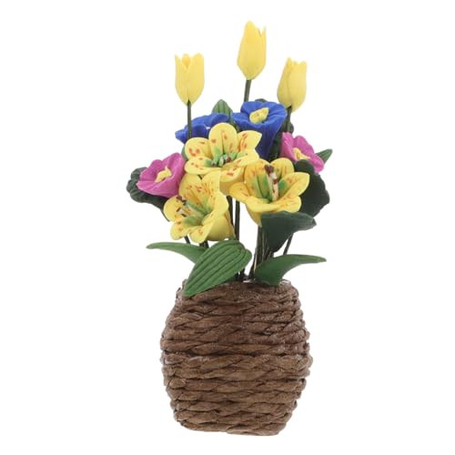 DECHOUS Dollhouse Topfpflanzen Winzige Lilie Miniaturpflanze Künstliche Bonsai Modell Mini Blumenpot Gefälschte Puppenhaus Mini -pflanzenmodell Figur Für 1:12 Dollhouse Decor Mini Garden von DECHOUS