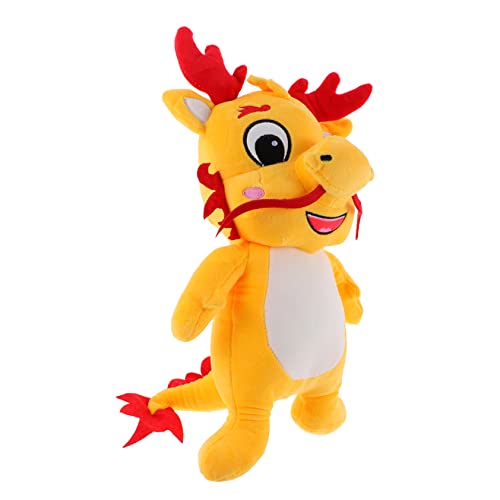 DECHOUS Effektive Drachenfigur Ausgestopfte chinesische Drachen Süßes Stofftier Kuscheltiere Kawaii ausgestopfter Tierdrache Chinesisches Neujahrsdrache-Stofftier Plüsch Gelb von DECHOUS