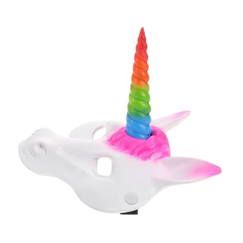 DECHOUS Einhorn Maske aus PU Schaum Realistische Tierkopf Maske für Halloween Party Karneval Maskerade für Erwachsene und Bunte Einhorn Kostümmaske von DECHOUS