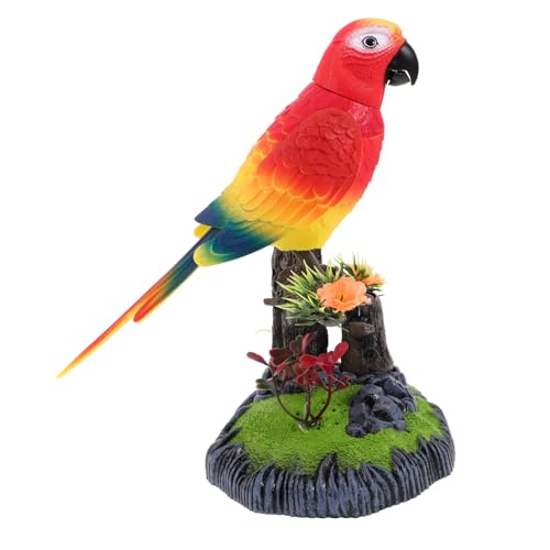 DECHOUS Elektrisches Vogelkäfigspielzeug interaktives Vogelkind süßer Singvogel Lustige Spiele sprechender Vogel elektrisches Vogelspielzeug Vogelschmuck zwitschernder Vogel Plastik rot von DECHOUS