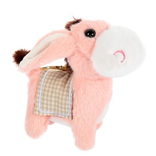 DECHOUS Esel Schlüsselanhänger Mini-Esel-Ornamente Esel-schlüsselanhänger Cartoon-Tier-schlüsselanhänger Plüsch-Esel- Plüsch-anhänger Weicher Tier-schlüsselanhänger Rosa Pp Baumwolle von DECHOUS
