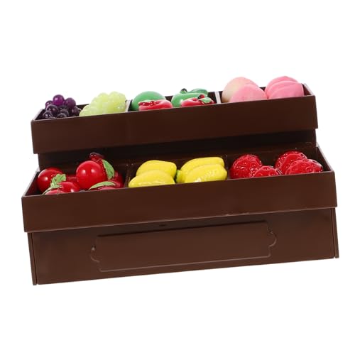 DECHOUS Gemüseregale Miniatur Mini Steht für Display verschleißfeste Mini-Möbel Mini-Lebensmittelregal Kleiner Aufbewahrungsständer Filigrane Mini-Möbel Puppenmöbel Plastik Coffee von DECHOUS