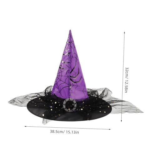 DECHOUS Halloween Hexenhut Damen mit Breiter Krempe Spitzen Hexenhut für Kostüm Cosplay und Themenpartys Vielseitiges Party Accessoire für und Bühnenauftritte von DECHOUS