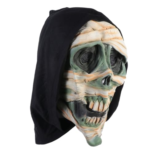 DECHOUS Halloween Horrormaske Mit Grünem Blumenmuster Gruselige Gesichtsmaske Für Schaurige Halloween Partys Cosplay Und Maskerade Events Umweltfreundliches von DECHOUS