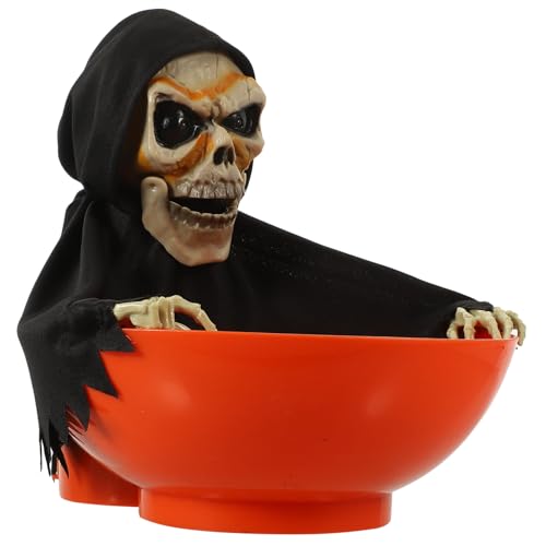 DECHOUS Halloween Leuchtende Skelett Schüssel mit Licht und Bewegungssensor Gruselige Snack und Candy Serving Dish für Halloween Party Dekoration und Süßigkeiten Aufbewahrung von DECHOUS