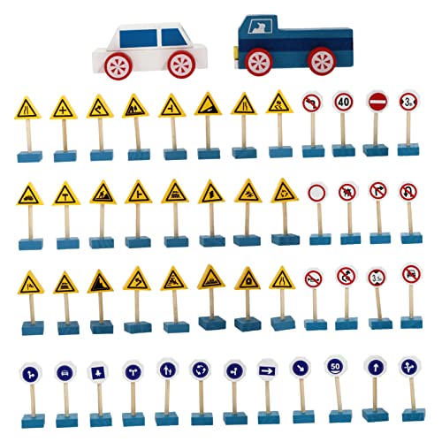 DECHOUS Holz Verkehrszeichen Pädagogisch Sicher Langlebig Fördert Straßenverkehrszeichen Erkennung für Vorschule und Kognitive Lernspiele Tragbar aus Hochwertigem Kiefernholz von DECHOUS