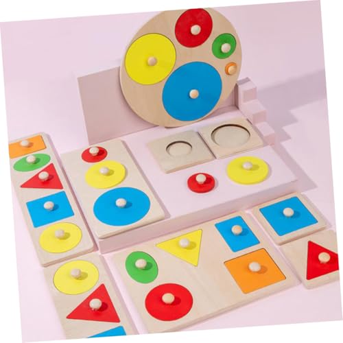 DECHOUS Holzbausteine Geometrisches Steckpuzzle für Pädagogisches Lernspielzeug zur Frühkindlichen Sicher mit Glatten Kanten Geeignet für Jungen und Mädchen Ab Jahren von DECHOUS