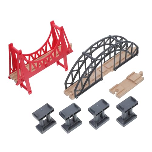 DECHOUS Holzeisenbahn Gleiszubehör Set Hängebrücke Modell Mit Brückenpfeilern Graue Kreuzbrücke Und Rote Brücke Für Kreatives Holzeisenbahnlandschaft DECHOUS Holzeisenbahn Gleiszubehör Set Hängebrücke Modell Mit Brückenpfeilern Graue Kreuzbrücke Und Rote Brücke Für Kreatives Holzeisenbahnlandschaft von DECHOUS