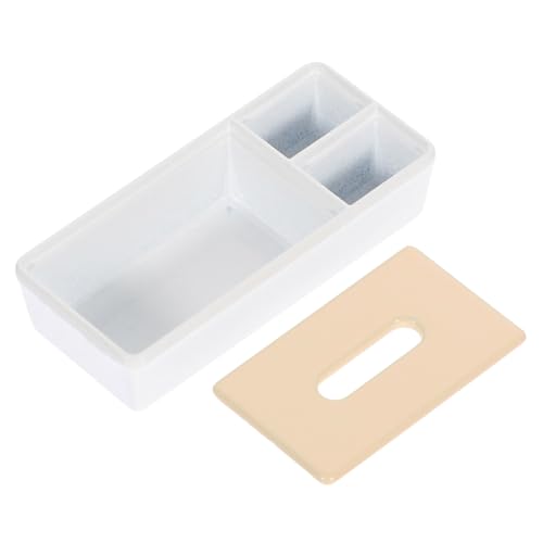 DECHOUS Kasten Zubehör Für Puppenhausmodelle Miniaturspielzeug Mikro-Requisiten Miniatur -dekore Miniaturmodell Mini-taschentuchhalter Miniatur-Schlafzimmer-Accessoire Weiß Eisen von DECHOUS