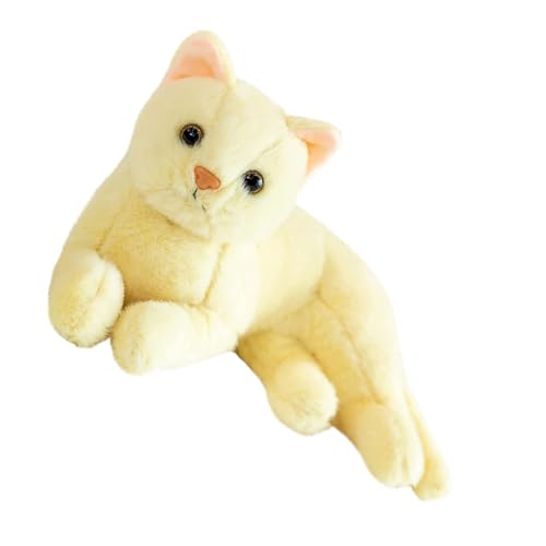 DECHOUS Katzenplüschtier Plüschtier In Katzenform Katzen Die Aussehen Plüschtier Katzenplüsch Kuscheltier Katzenplüsch Katzenplüsch Katzenspielzeug Katzenplüschtiere Gelb von DECHOUS