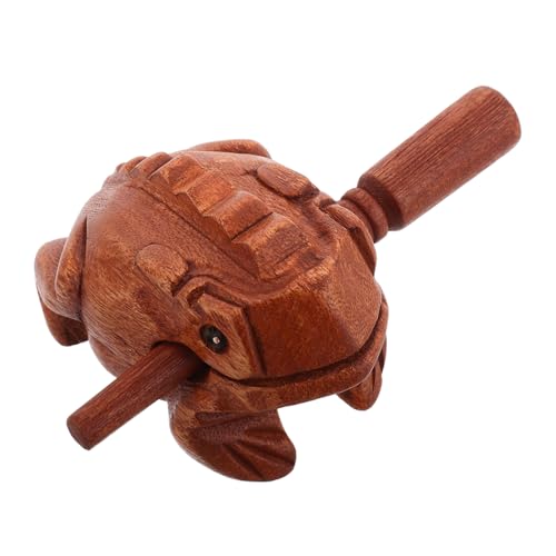 DECHOUS Klangholzblock Musikinstrument Rhythmus Schlaginstrument Percussion Musikinstrument Frosch Musikinstrument Mini Musikinstrumente Holz Hellbraun von DECHOUS