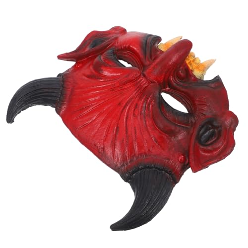 DECHOUS Leichte PU Halloween Dämonen Maske mit Spitzen Hörnern und Zähnen Komfortabel und Langlebig für Party Cosplay Karneval und Festliche Anlässe von DECHOUS