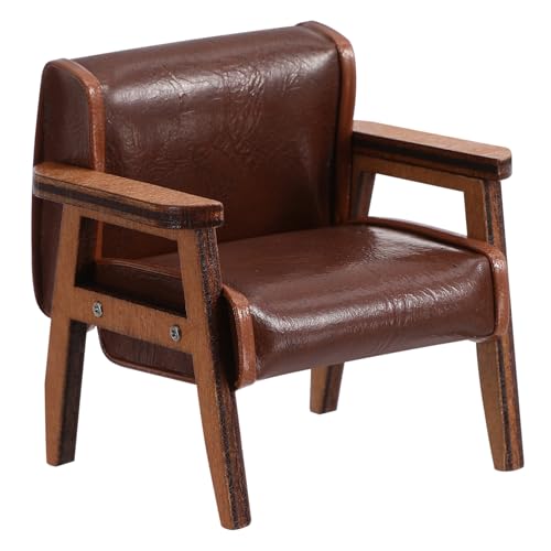 DECHOUS Maßstab Holz Armlehne Mini Möbel für Puppenhaus Dekoration Desktop Miniaturmöbel Niedrigprofil Leichter Sessel für Fotorequisiten von DECHOUS
