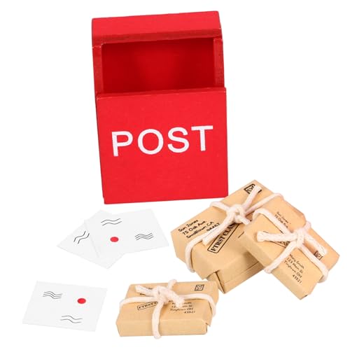 DECHOUS Maßstab Holz Modell mit Mini Briefumschlag und Postpaket Wetterfest Bruchsicher für Puppenhaus Deko und DIY Mikro Szenen von DECHOUS