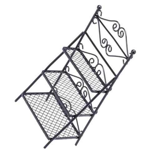 DECHOUS Mini Blumen ständer Mini-Bügeleisen Steht zur Präsentation Mini-Zimmerpflanzenregal Mini House Accessory dekorativer Mini-Hausblumenständer Miniatur-Aufbewahrungsregal Black von DECHOUS