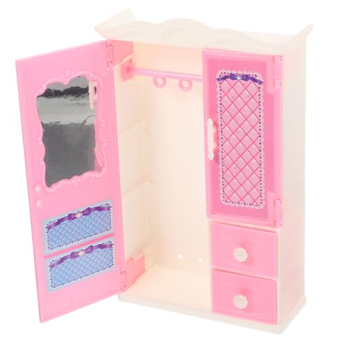 DECHOUS Mini Kleiderschrank Möbel Kleidung Puppe Schränke Winzig Miniaturen Klein Dekoration Mini House Accessory Garderobenverzierung Miniatur Kleiderschrank Plastik Rosa von DECHOUS