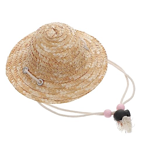 DECHOUS Mini-Strohhut Mini -Strohhut Haustier-Miniatur-Strohhut Puppen-Miniatur-Strohhut Puppen Mini Strohhut Khaki von DECHOUS